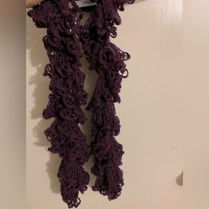 Handcrafted Crochet Purple Frilly Scarf